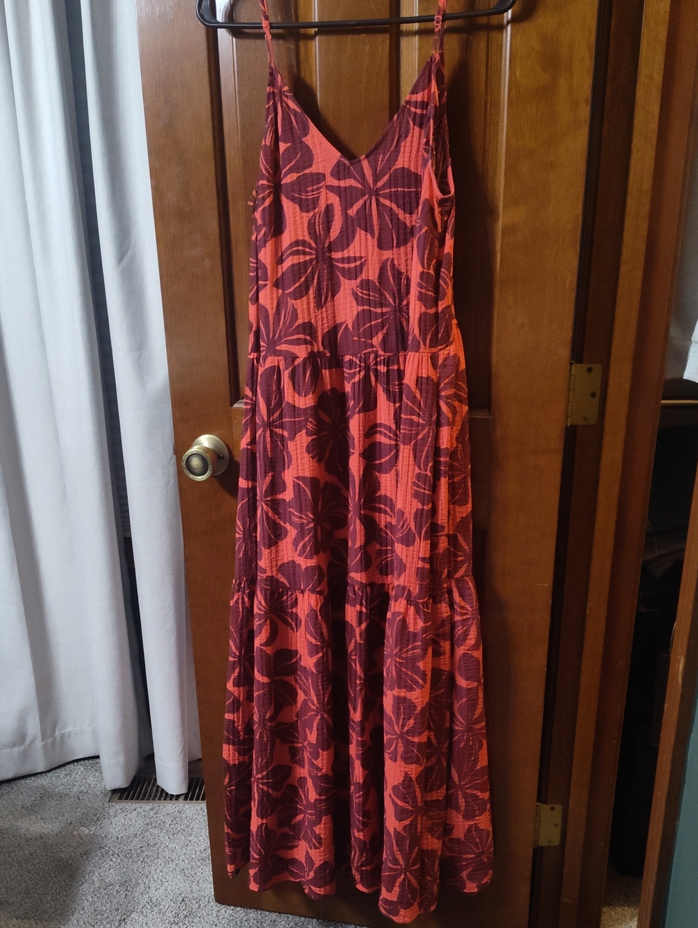a new day Red and Dark Pink Floral Maxi Dress with Spaghetti Straps